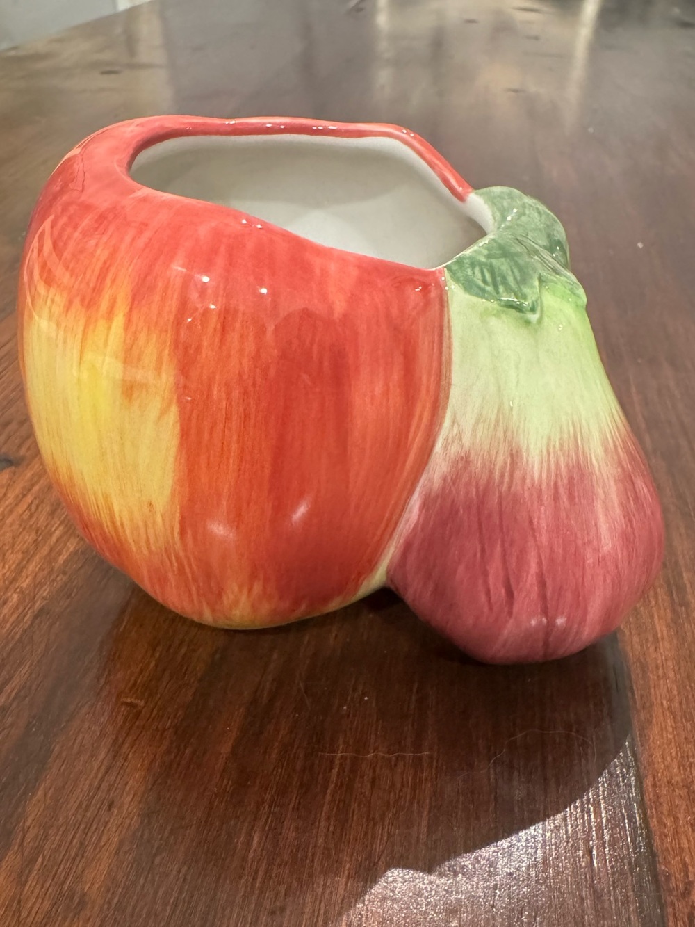 Fitz and Floyd Classics Apple & Pear Ceramic Planter Cachepot Fruit Bowl Vintage